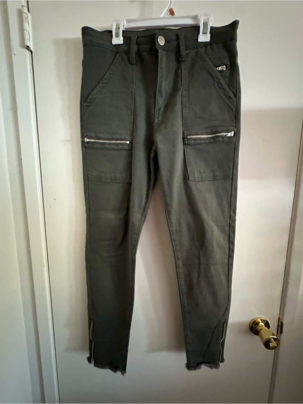 Women’s Olive Green Cargo Zip Utility Pants